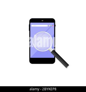 Smartphone search engine interface. Mobile app page black design layout. Web browser screen icon flat on an isolated background. EPS 10 vector. Stock Vector