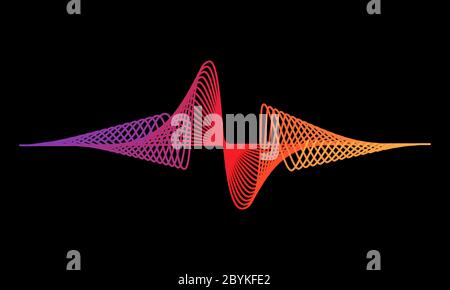 Abstract sound wavy music equalizer lines surface icon in social media instagram concept on black background. EPS 10 vector Stock Vector