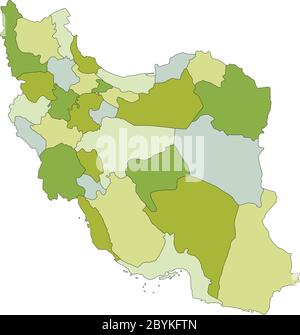 Highly detailed editable political map with separated layers. Iran. Stock Vector