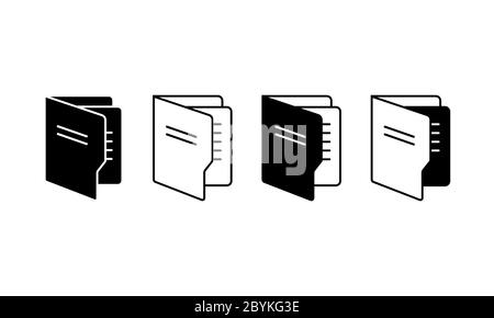 Folder document icon set in black simple design on an isolated white background. EPS 10 vector Stock Vector