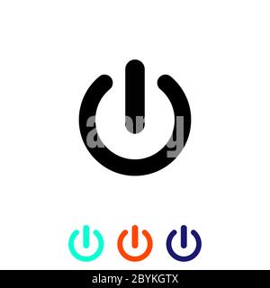 Shut down button or power on off vector. Simple, flat design for web or mobile app icon set in modern colour design concept on isolated white Stock Vector
