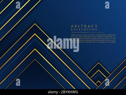 Abstract background geometric overlap layer shape blue and gold metallic color style. vector illustration. Stock Vector