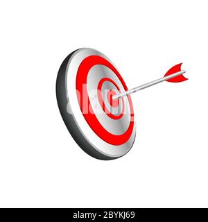 Mission icon or business goal logo in red design concept on an isolated white background. EPS 10 vector. Stock Vector