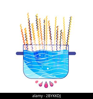Pasta in pan with boiling water Stock Vector