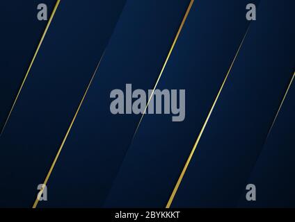 Modern background dark blue color and line gold metallic overlap design. vector illustration. Stock Vector