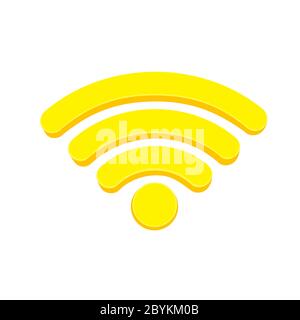 Wi fi icon or wireless network symbol in yellow in white black on isolated white background. EPS 10 vector. Stock Vector