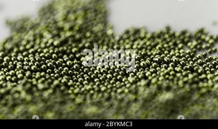 Pile green balls of bead suitable for Background and texture Stock Photo