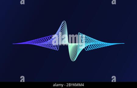 Abstract sound wavy music equalizer lines surface icon on blue background. EPS 10 vector. Stock Vector