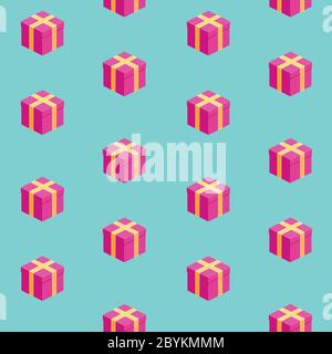 Vector isometric gift boxes seamless pattern Stock Vector