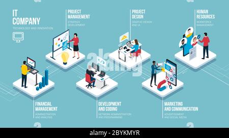 Remote management of business and people isometric vector concept ...