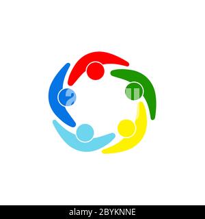 Group of people icon flat. Meeting concept. Teamwork, brainstorming. Team, conversation, discussion on isolated white background. EPS 10 vector. Stock Vector
