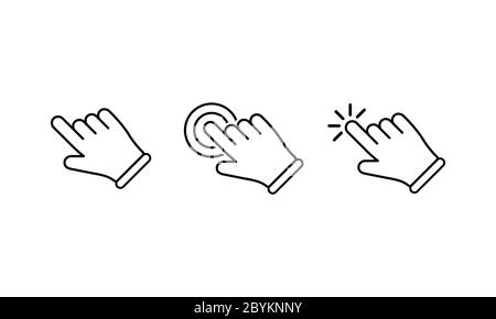 Hand Mouse Cursor Clicks the Set Goals Button. Pointer Push Press ...