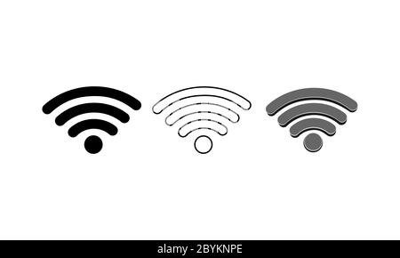 Wi fi wireless network symbol icons set in white black on isolated white background. EPS 10 vector Stock Vector