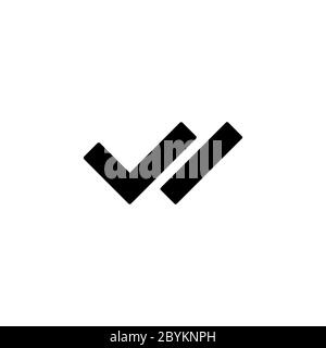 Checkmark double right symbol icon set, wrong symbol on isolated white background. EPS 10 vector. Stock Vector