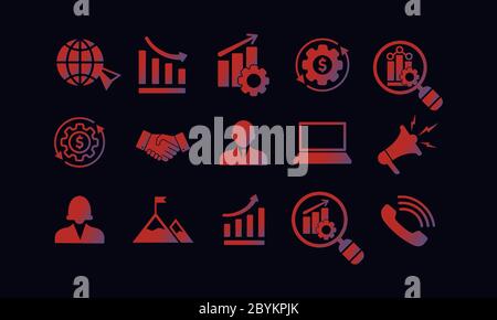 Web marketing, statistics, business, charts, collaboration icon set in simple design on an isolated background. EPS 10 vector. Stock Vector