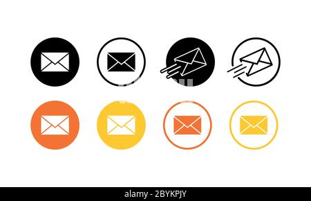 Message, notification icons set flat or email, amail, chat, letter in