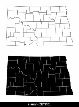 North Dakota County Maps Stock Vector