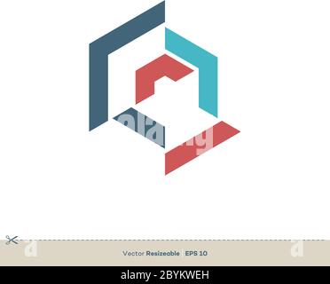 Abstract Hexagon Shape Vector Logo Template Illustration Design. Vector EPS 10. Stock Vector