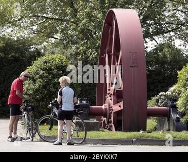 Cyclists on the Ruhr Valley Cycle Route, Germany Stock Photo