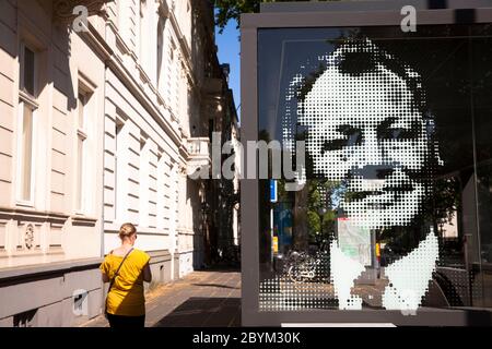 portrait of the former Federal Chancellor Willy Brandt at the underground station at the Federal Audit Office, Bonn, North Rhine-Westphalia, Germany. Stock Photo
