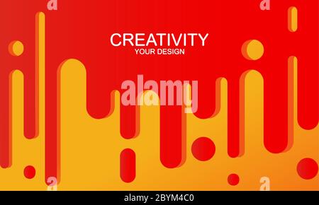Abstract shapes composition background, logo, presentation or flyer. Set icon of futuristic trendy dynamic elements in modern orange colour design Stock Vector
