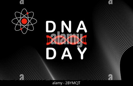 DNA day typography poster. Science concept vector illustration in modern colour design. Concept with dna for scientific research celebration on Stock Vector
