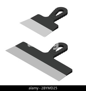 Putty knife set vector isolated on white background isometric view Stock Vector