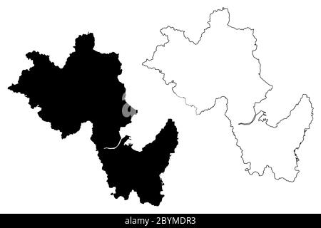 Pohang City (South Korea, Republic of Korea, ROK, North Gyeongsang Province) map vector illustration, scribble sketch City of Pohang map Stock Vector