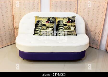 beautiful luxury comfortable sofa and pillow vintage furniture in livingroom Stock Photo