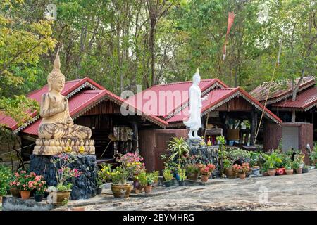 Accommodation huts for Buddhist monks Stock Photo