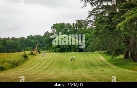 Wimborne, UK. 10th June, 2020. Wimborne, UK. Wednesday 10 June 2020. The National Trust opens Kingston Lacy gardens for visitors as the Coronavirus lockdown is eased. Various signs in place to help maintain social distancing. Credit: Thomas Faull/Alamy Live News Stock Photo