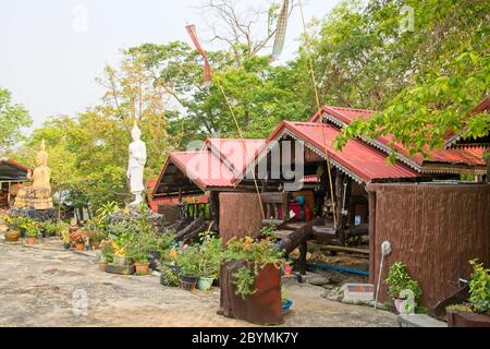 Accommodation huts for Buddhist monks. Stock Photo