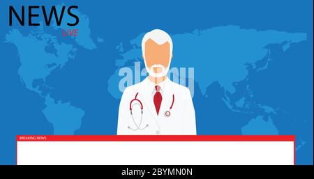 Coronavirus breaking news headline  reporting on the deadly disease. Concept for global coverage on severity of Covid-19 or 2019-ncov virus. Stock Vector