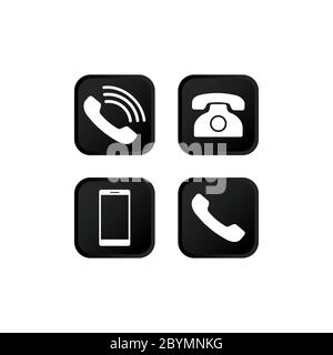Set of communication icons. Phone, smartphone, mobile phone circle in modern color design concept on isolated white background for applications, web Stock Vector