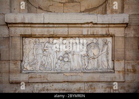 Carved plaque at the Chateau de Vincennes, Paris, France Stock Photo