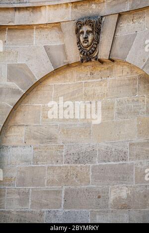 Stone carving at the Chateau de Vincennes, Paris, France Stock Photo