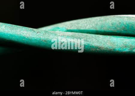 extra close-up soft focus wire macro on black background Stock Photo