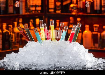 colorful cocktails in a test tube Stock Photo