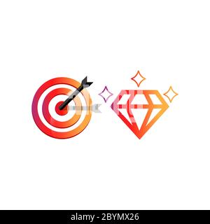 Mission, values icon set in social media instagram concept or business goal and care logo in black design concept on an isolated white background. EPS Stock Vector