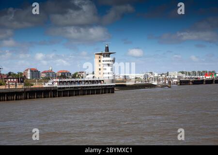 Radar tower in the Elbe estuary, Cuxhaven, Lower Saxony, Germany, Europe Stock Photo