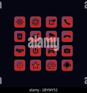 Set of communication icons set modern button . Phone, mobile phone, retro phone, mail and web site symbols on isolated background for applications Stock Vector