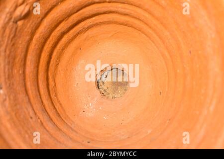 close-up below of flower pot brick Stock Photo