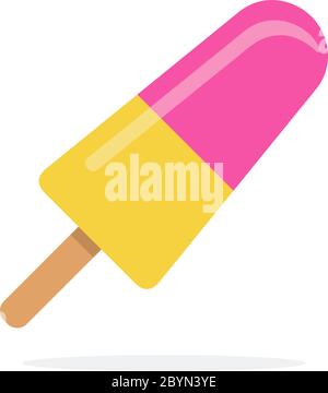Fruit ice cream banana-strawberries on a stick flat isolated Stock Vector