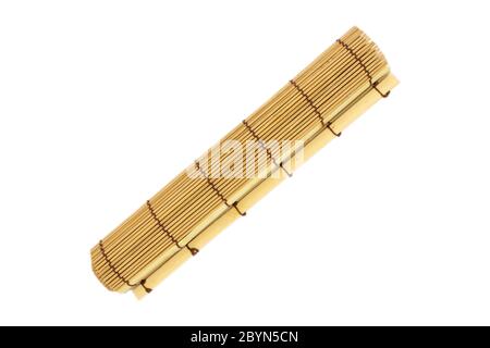 sushi rolling roller bamboo material mat maker isolated white background Stock Photo