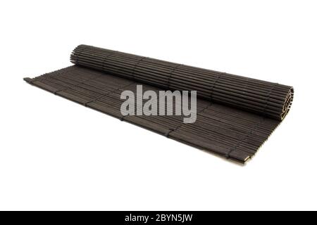 sushi rolling roller bamboo material mat maker isolated white background Stock Photo