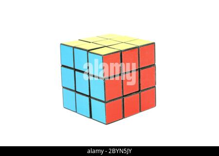 rubik cube colorful isolated on the white background Stock Photo