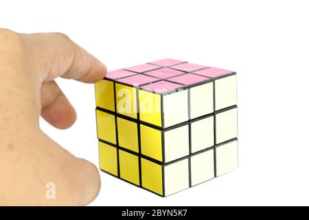 rubik cube colorful isolated on the white background Stock Photo
