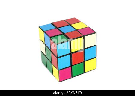 rubik cube colorful isolated on the white background Stock Photo