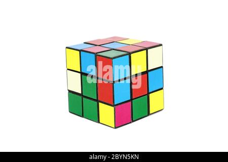 rubik cube colorful isolated on the white background Stock Photo