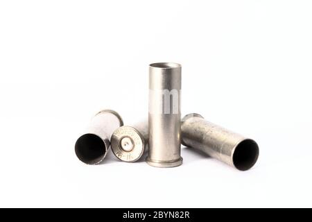 .38 special shell casings isolated on white background Stock Photo - Alamy